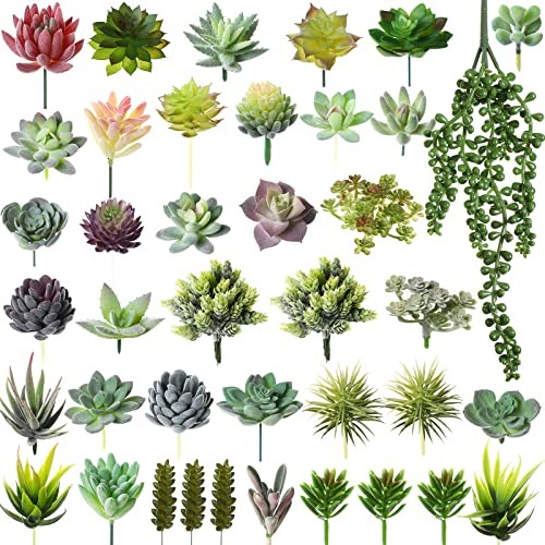 40 Pieces Artificial Succulent Plants Faux Realistic Unpotted Mini Succulents