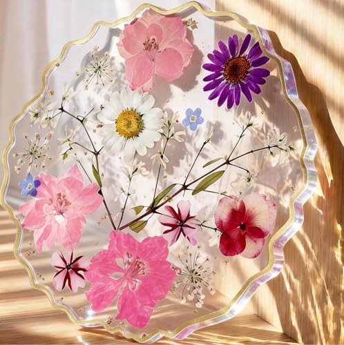 Resin Drink Coaster for Desk Coffee Table-Pink White Cute Medium Pink-white