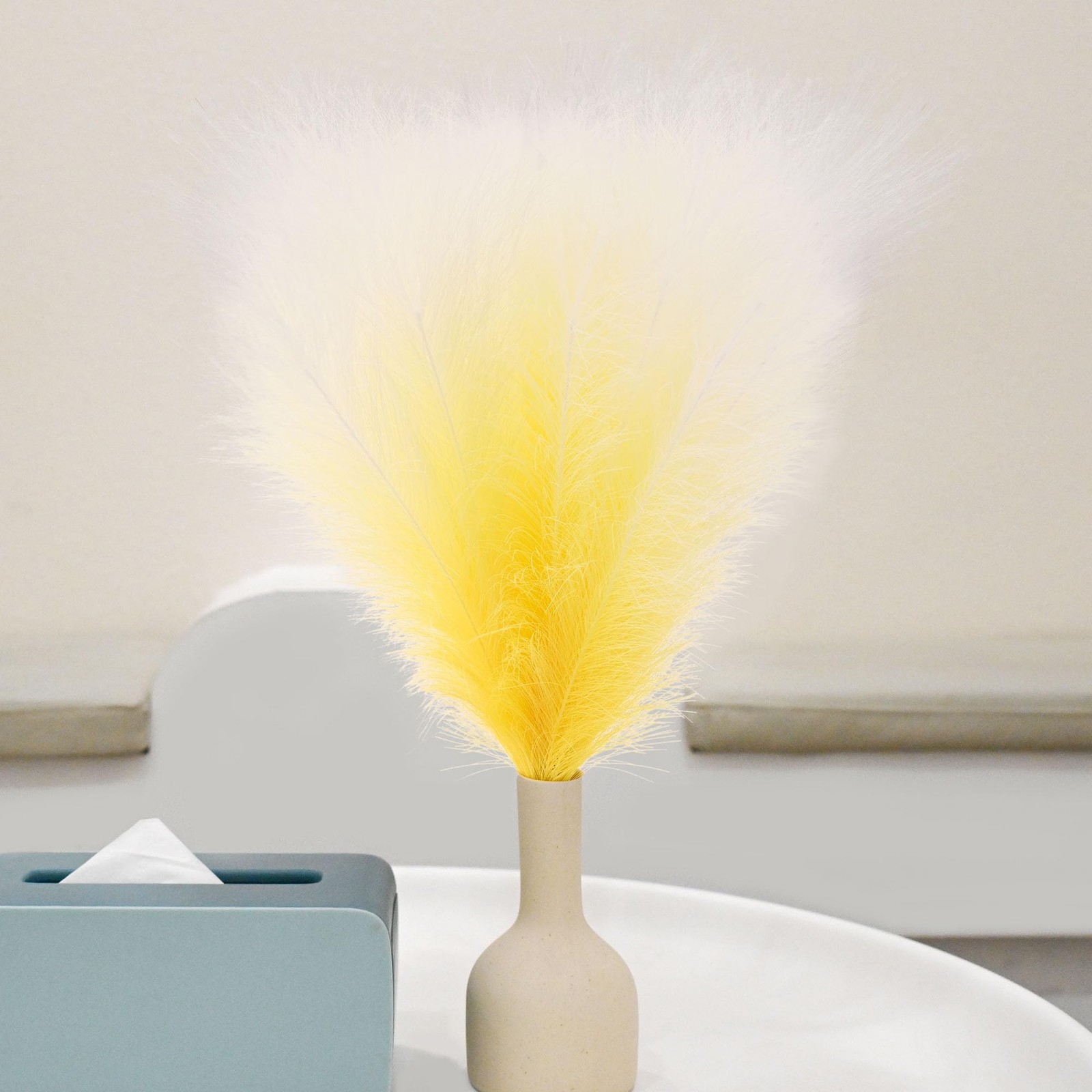 6 PCS Faux Pampas Grass Arrangement – 18″/45cm Artificial Fluffy Pompous Gras…