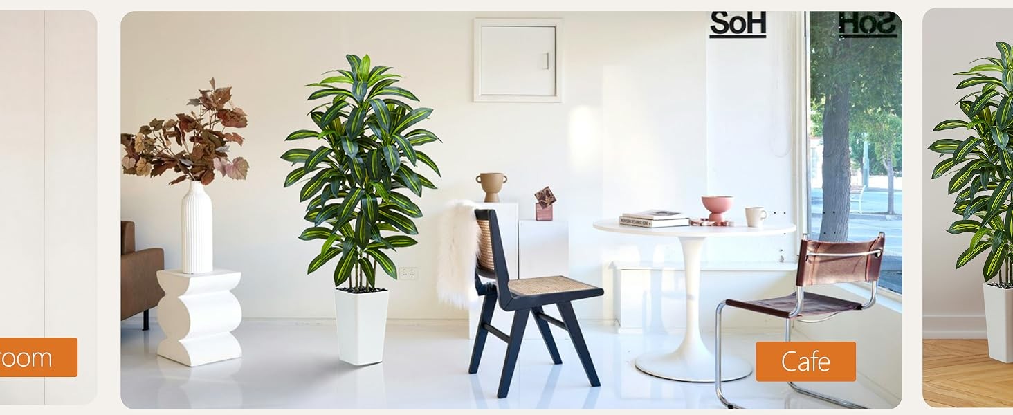 Artificial Dracaena Tree：5FT Faux Silk Tropical Yucca Floor Trees Realistic Fake