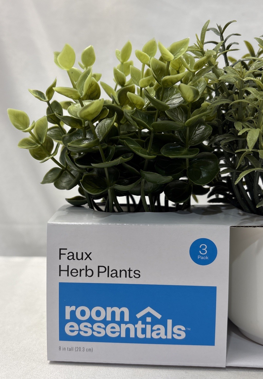 Room Essentials Three Herb Artificial Plants in White Pots. New