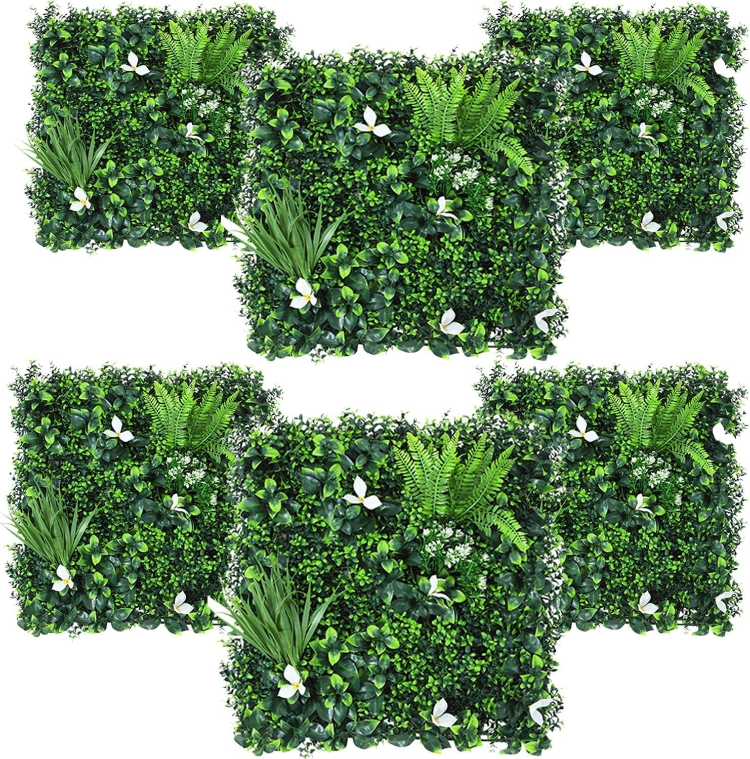 6 Pcs Artificial Boxwood Hedge Panels w/ 100 Zip Ties 20″ x 20″ Privacy Wall NEW