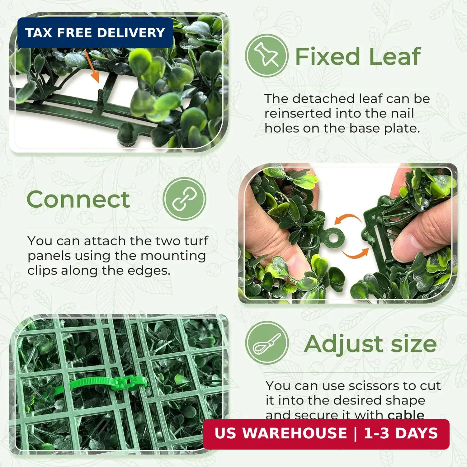 Artificial 72×144 in (72 Sqft) Boxwood Grass Wall Backdrop Roll | UV-Anti Faux G