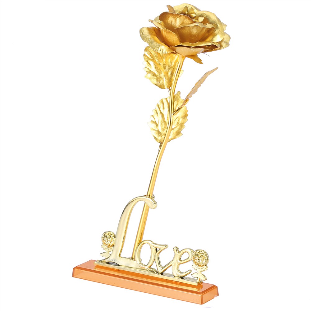 (Golden)24K Gold Foil Flower Artificial Rose Valentine Day Romantic Gift