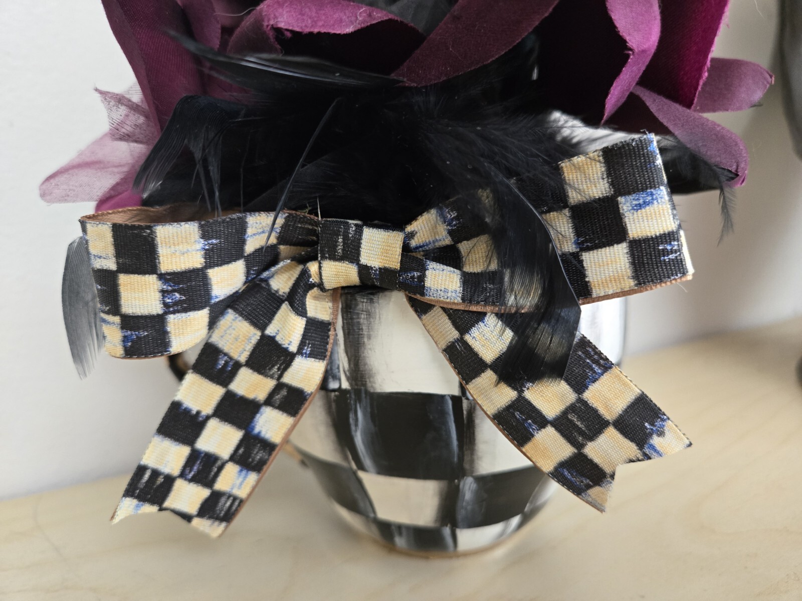 My Own Checkerboard Inspired Halloween Skull Bouquet Courtly Ribbon Bow