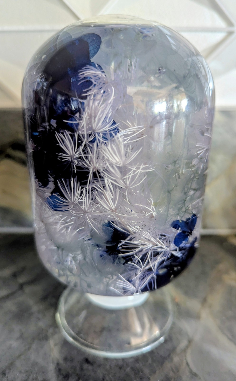 Art Glass Bottle Jieum Pieces of Time Herbarium Floating Botanicals Vintage