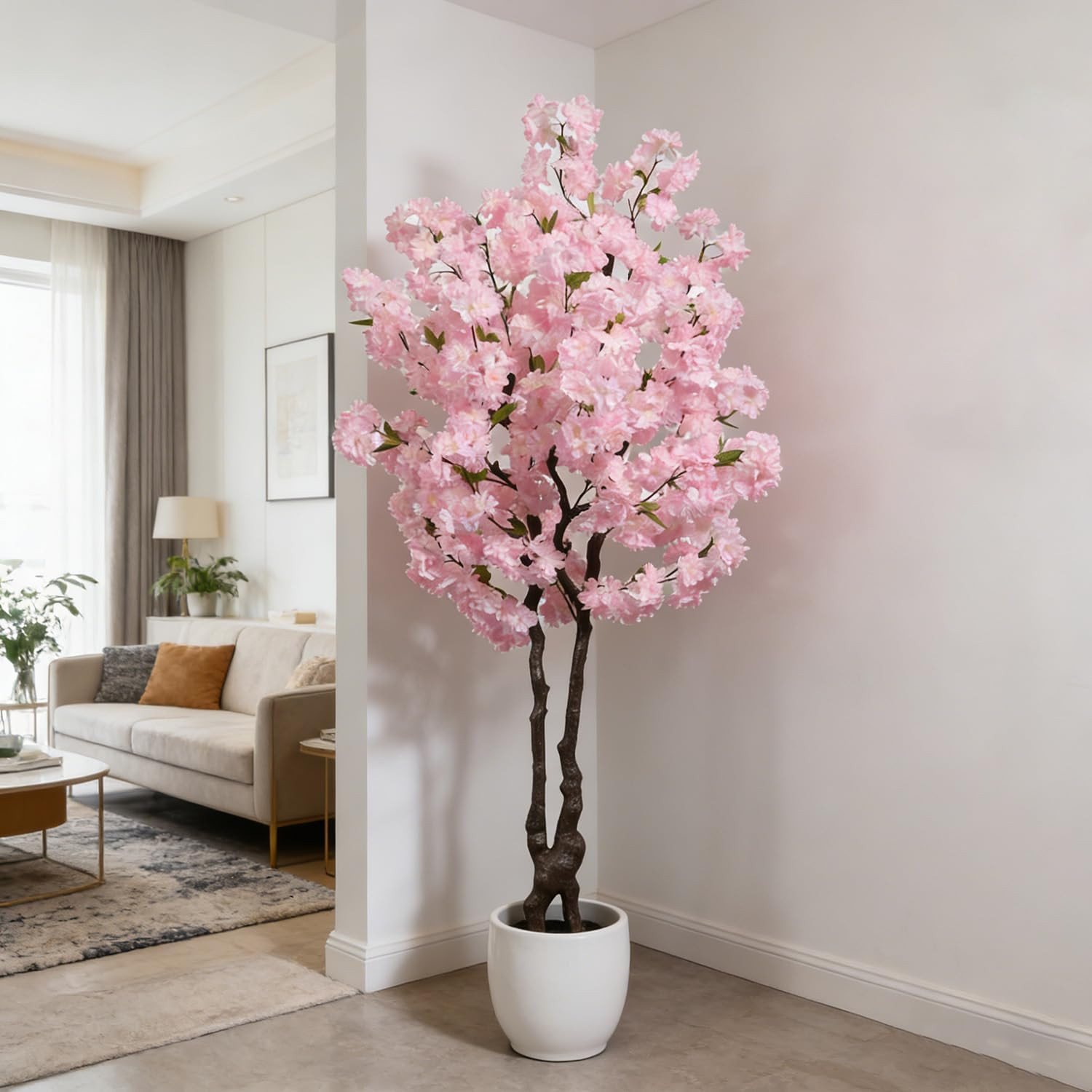 6FT Artificial Pink Cherry Blossom Tree – Faux Floral Decor for Home & Garden