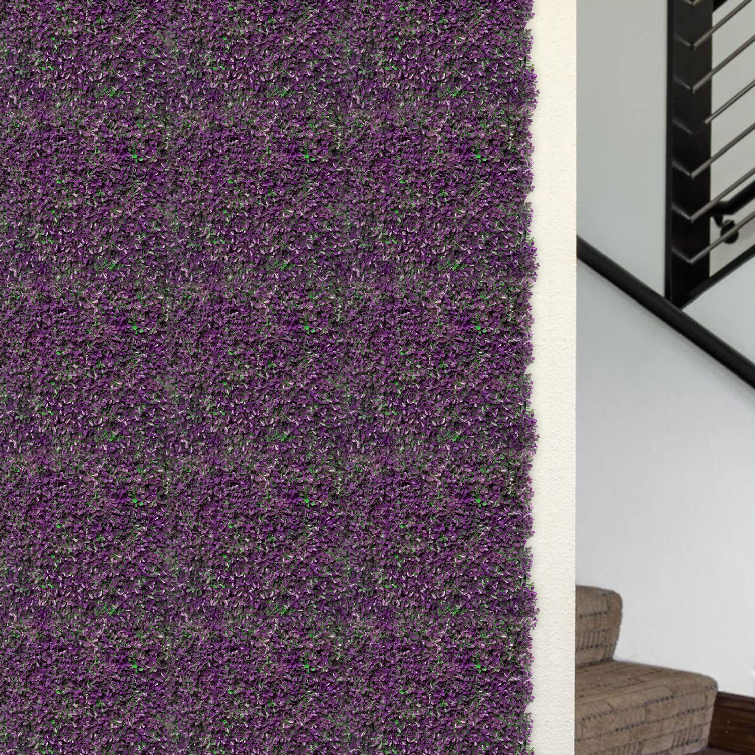 20×20″ Artificial Faux Purple Peanuts Greenery Fence Screen Wall Decor Panel