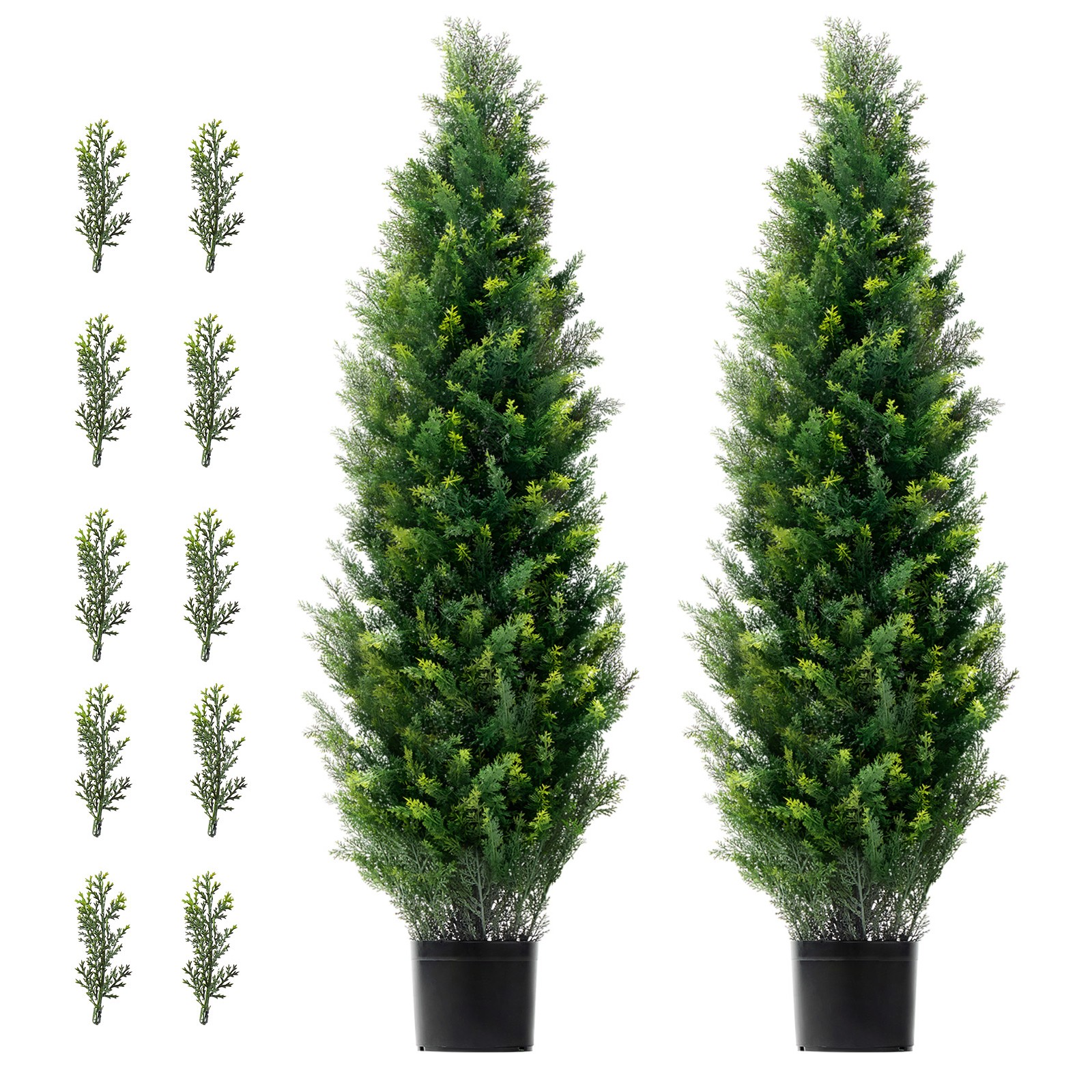 Uimoso Set of 2 Artificial 4′ Cedar Trees for Indoor and Outdoor Decoration