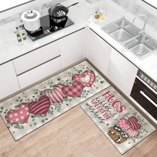 Valentines Day Kitchen Mat Set 2 Piece,Buffalo 2026 Valentines Kitchen Mat 2