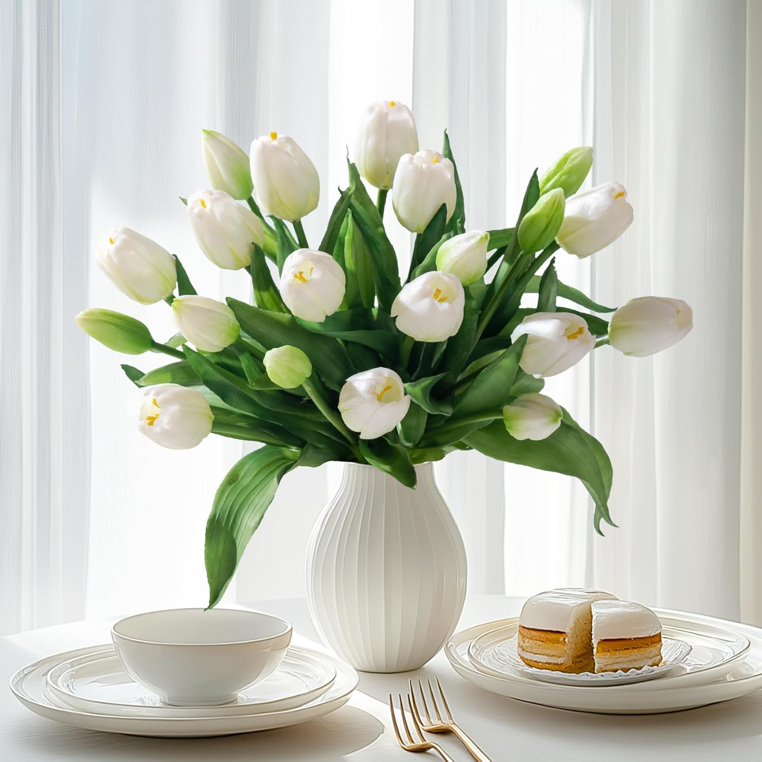 20PCS Artificial Tulip Silk Flowers in Gift Box – Perfect for Home & Events