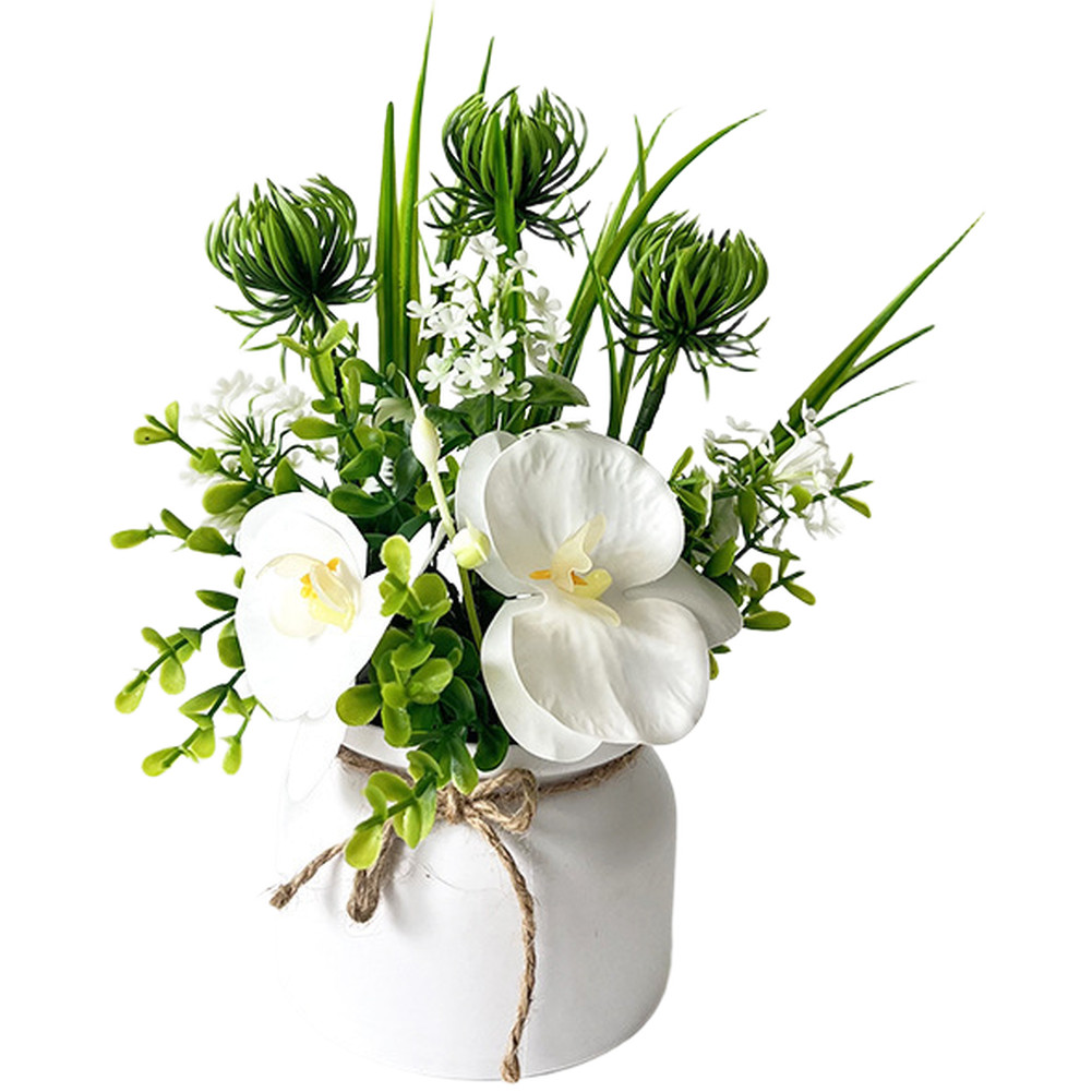 Realistic Soft Film Orchid and Chrysanthemum Arrangement 9.05in Height