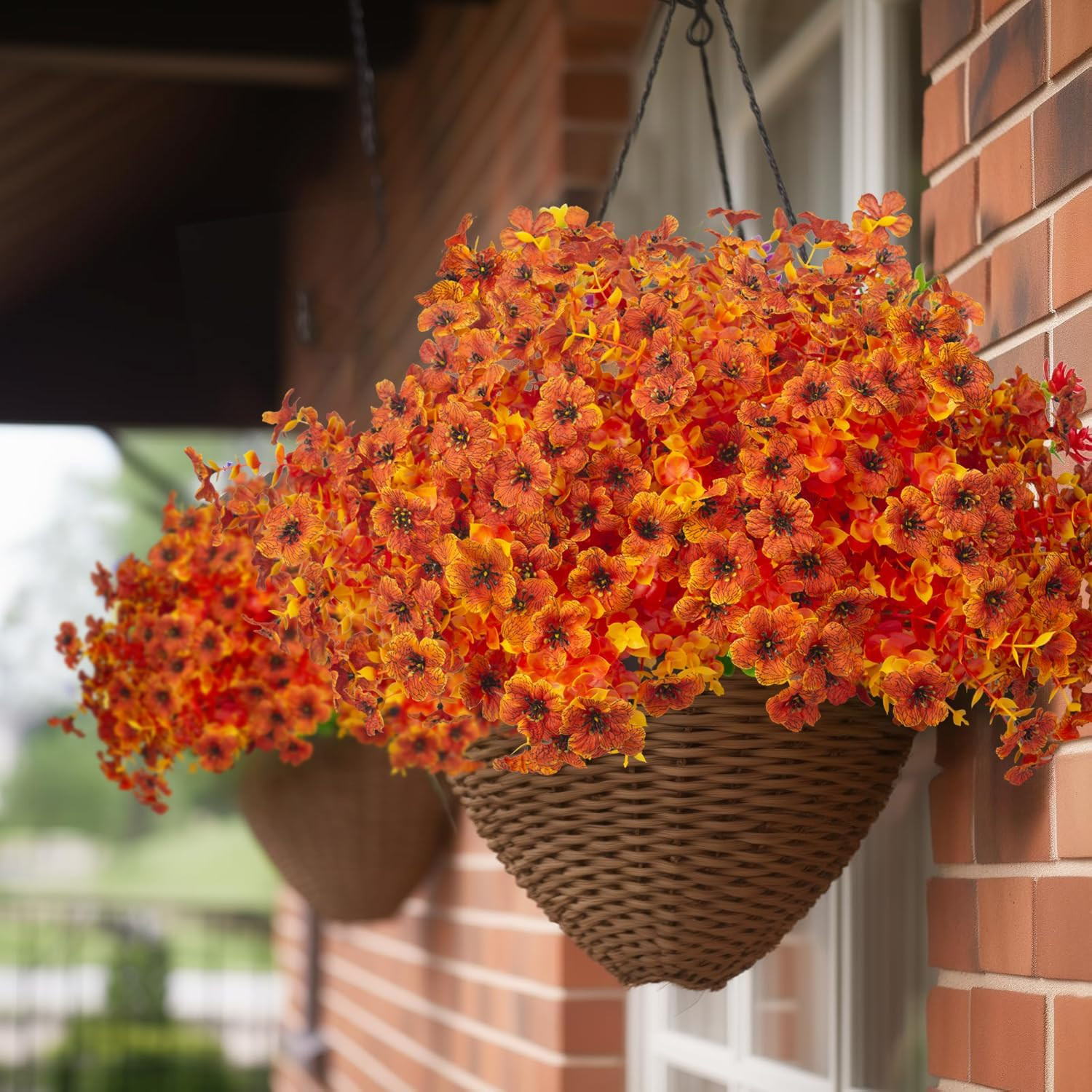 16 Bundles UV Resistant Fall Flowers for Outdoor Autumn Decor – Orange