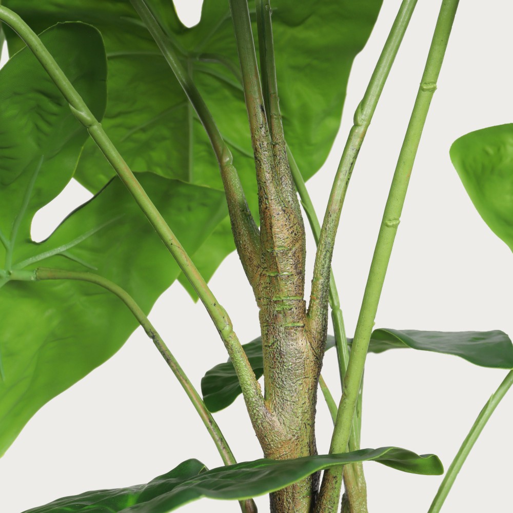 30” Artificial Tropical Alocasia Leaf Plant With White Pot 2pc/set