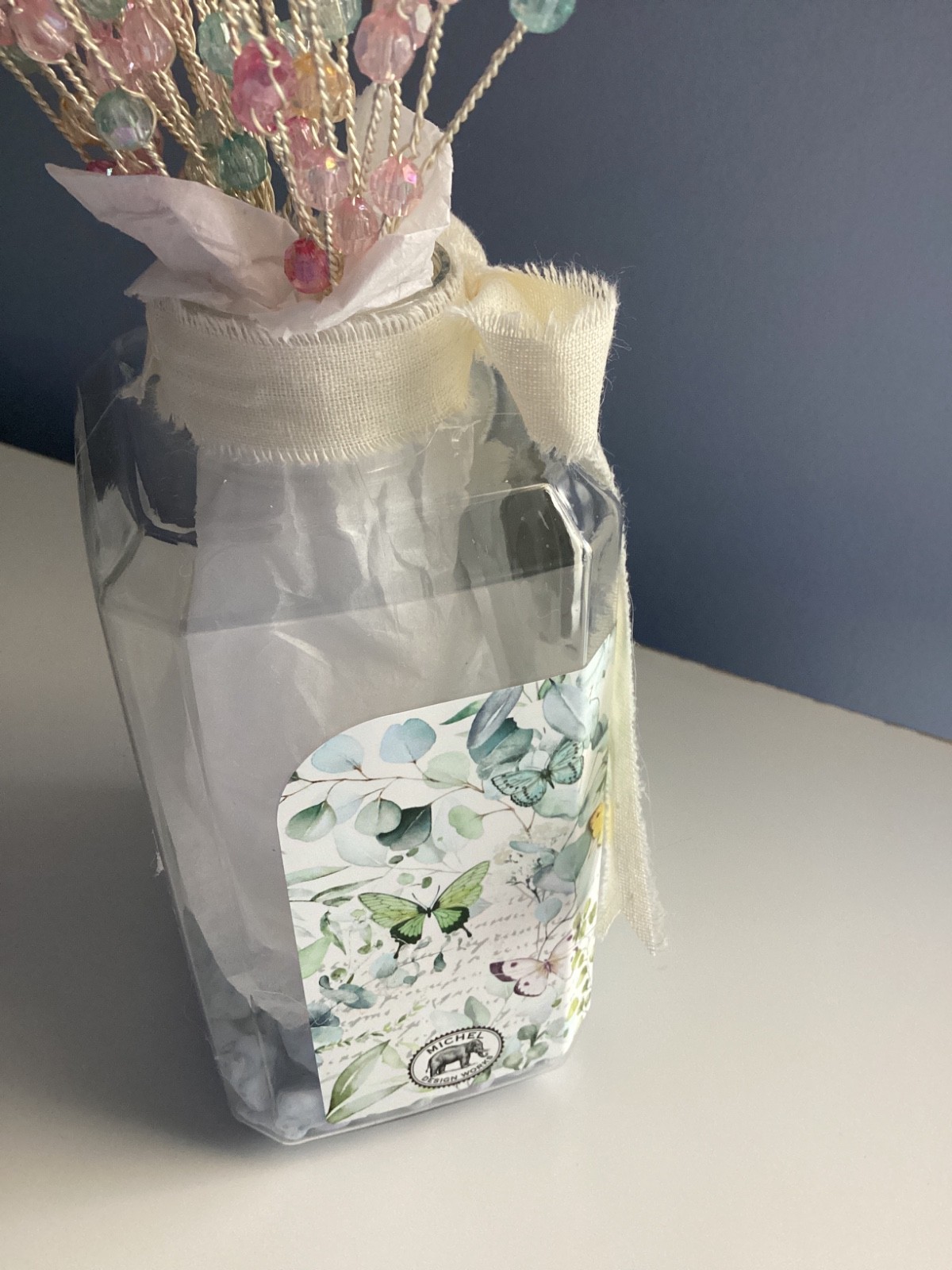 HANDMADE BOUQUET BUTTERFLY FLOWERS DECOR PINK PASTEL COTTAGE FARMHOUSE NWT