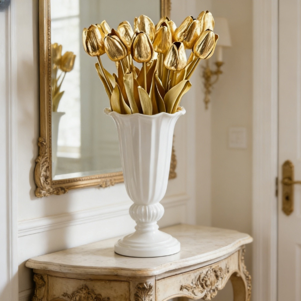 Luxury Look Artificial Tulips PU Plastic Iron Wire 34cm for Interior Decoration