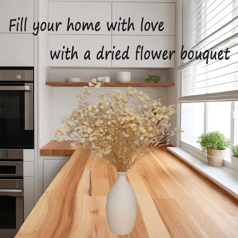 White Dried Babys Breath Flowers Bouquet Natural Gypsophila Home Decor Vase