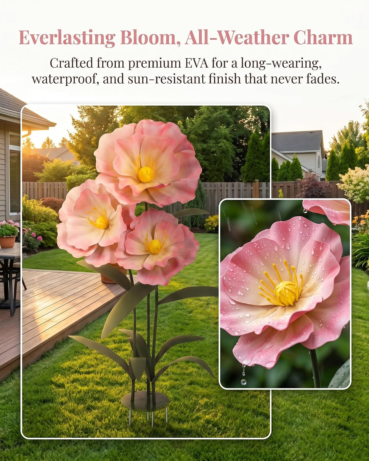 5.6 Ft Giant Artificial Flowers for Decoration, Waterproof EVA Big Artificial Fl