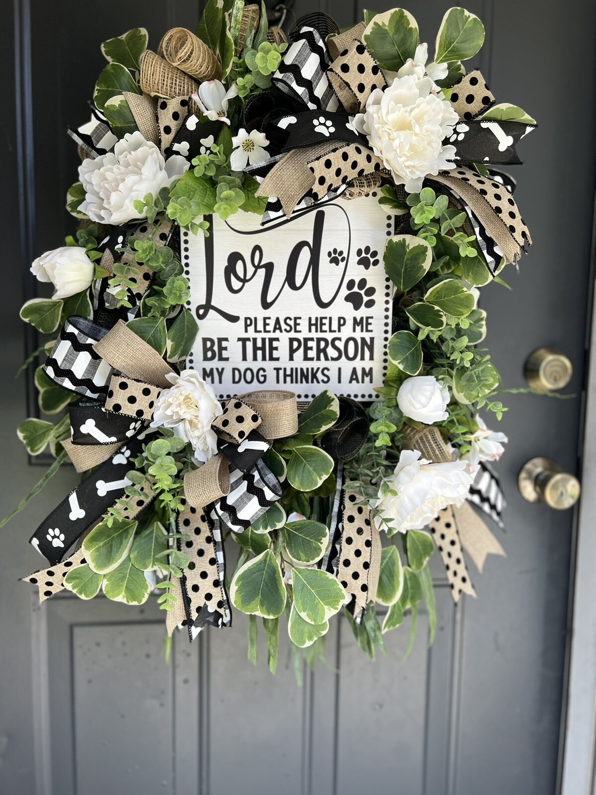 Dog Lover Wreath, Wreath With Sign, Dog Pet Decor, Dog Lover Gift, Mom Gift