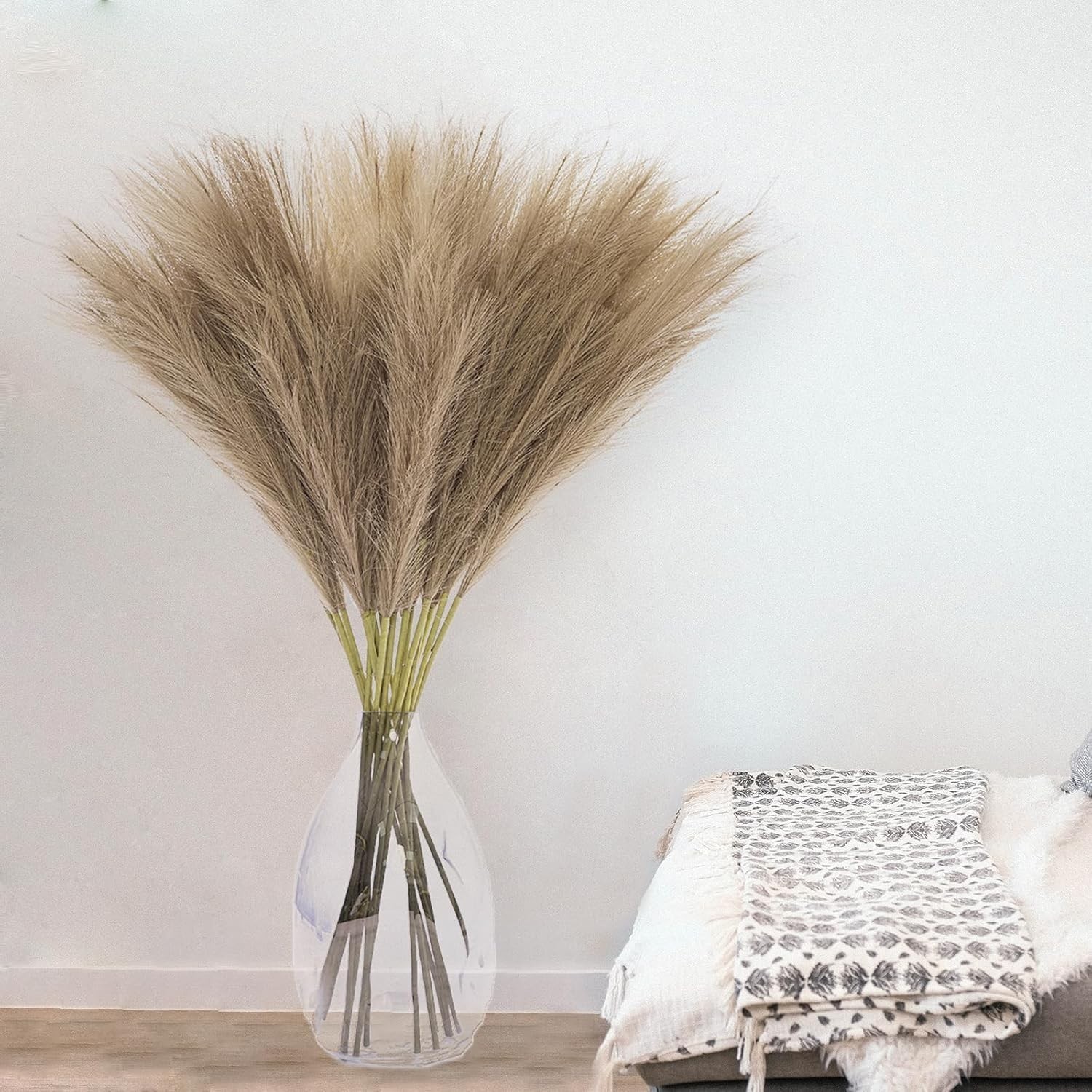 38″ 10 Stems Faux Pampas Grass Decor – Tall Pampas Grass for Floor Vase Fluff…