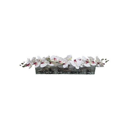 Floral Arrangement, Casa Moderna Glass Plate  W/ Faux White Orchids & Succulents