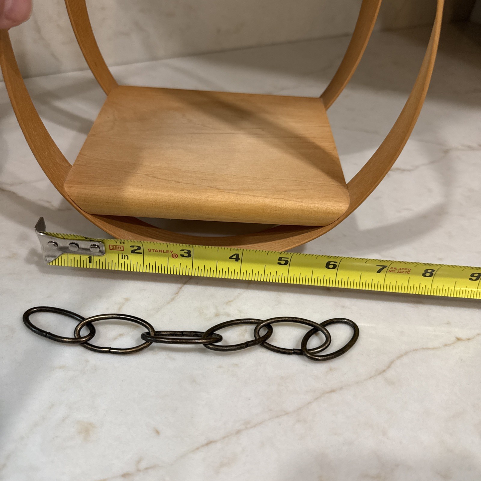 Bentwood Teardrop Hanging MCM 13 inch Wood Plant Planter Stand Shelf with chain