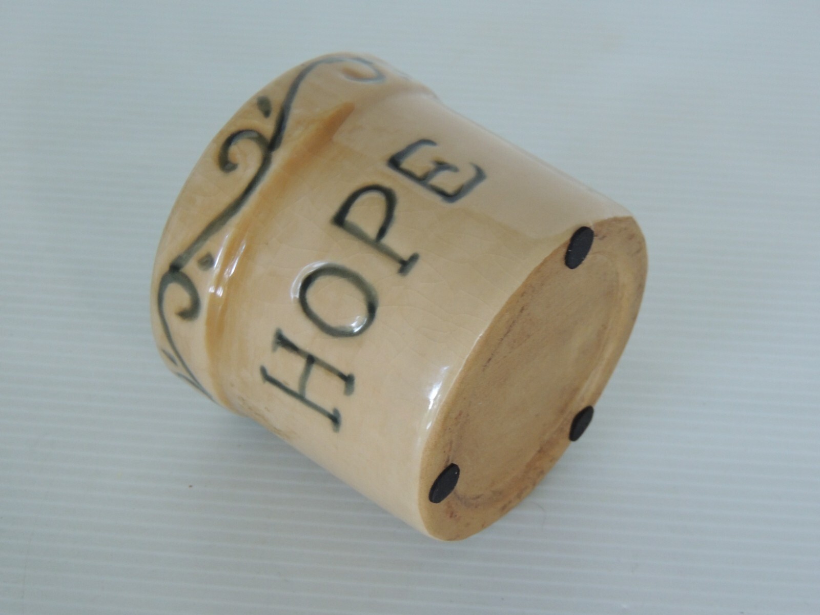 Ceramic FLOWER POT “HOPE “3 3/4 ” W 3 1/2″ H