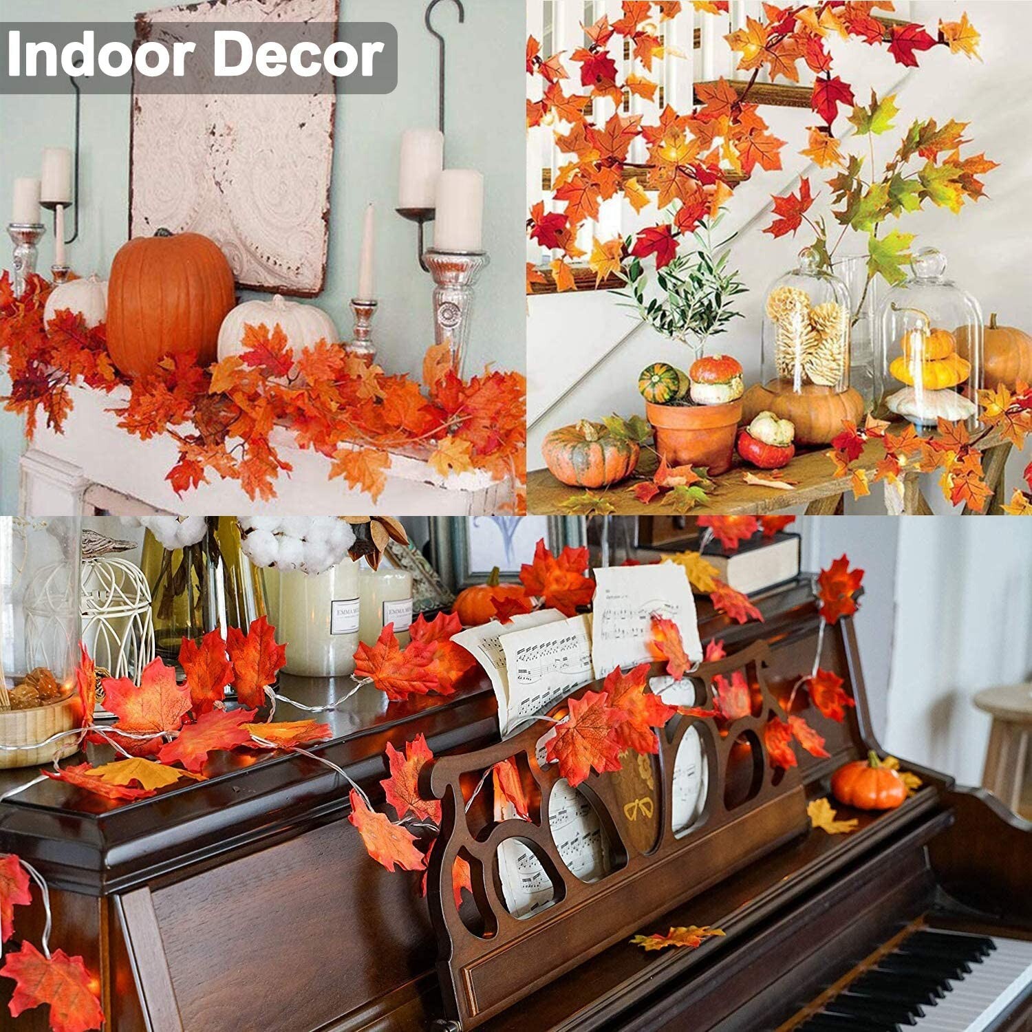 18ft Fall Garland Maple Leaf Foliage Mantle Vine Door Wall Decor Autumn