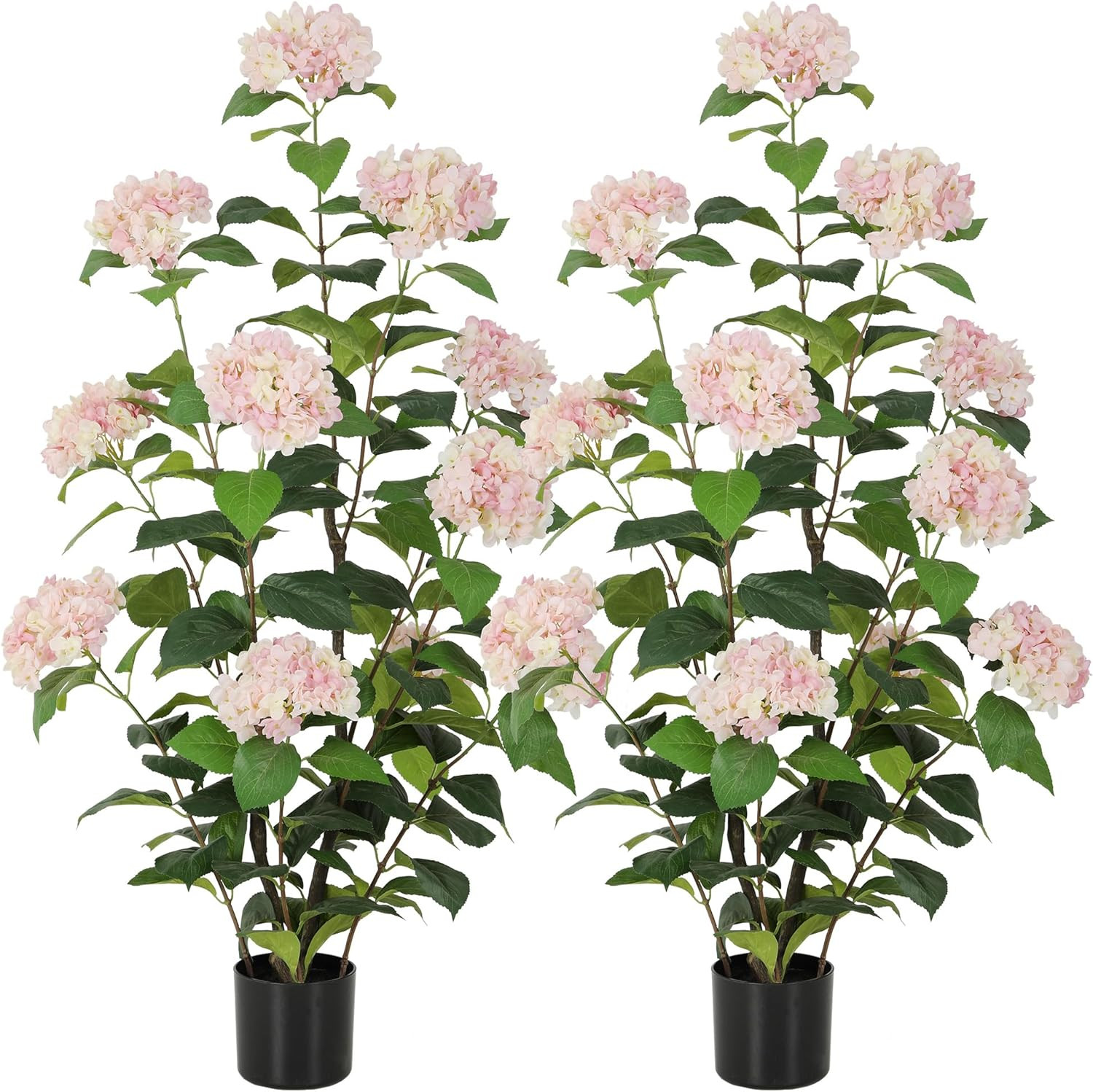 4Ft Pink Faux Hydrangea Tree – 2Pack for Porch & Living Room Decor