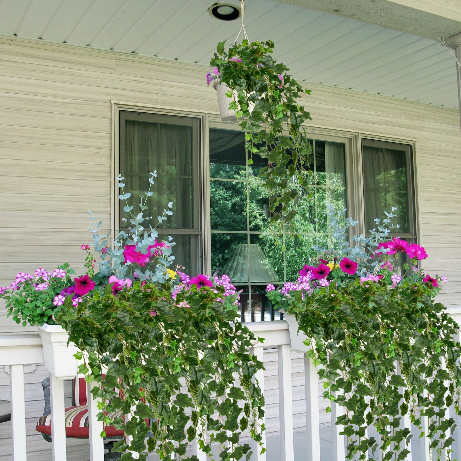 Artificial Hanging Plants 36″ Fake Ivy Vine Faux Ivy Leaves Hanging Plant Gre…