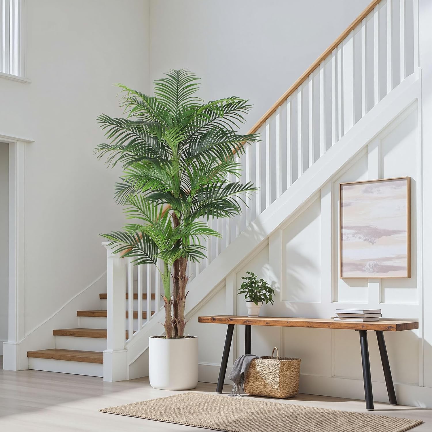 Golden Cane Palm Artificial Tree 7ft Tall Large Indoor Fake Palm Tree