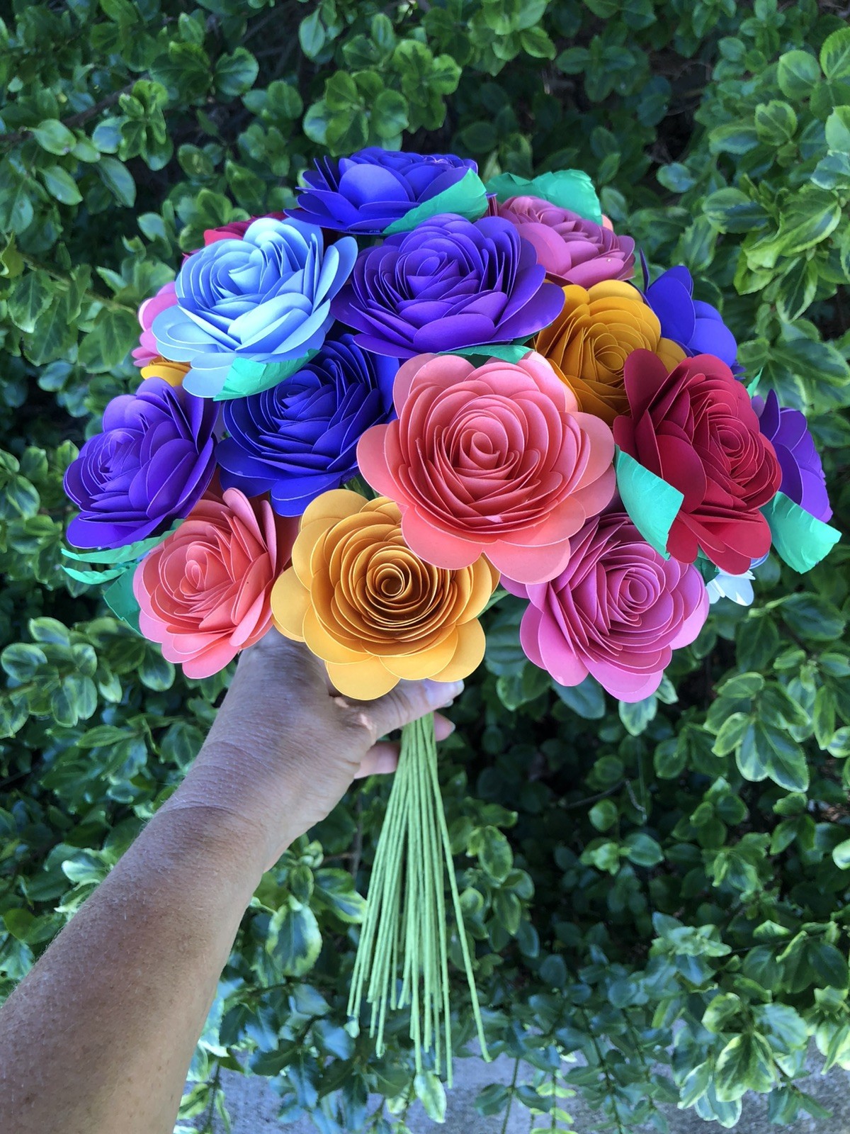 Paper Flower Gift Bouquet With Multi Colored Roses, Paper Flowers