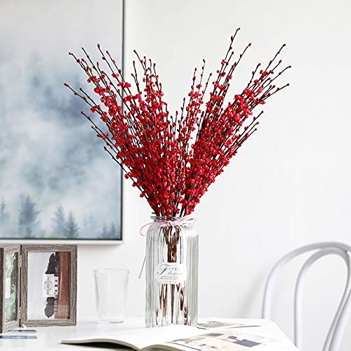 Wootkey10 Pcs 29.5″ Long Jasmine Flowers Artificial Red Patriotic Flowers Ste…