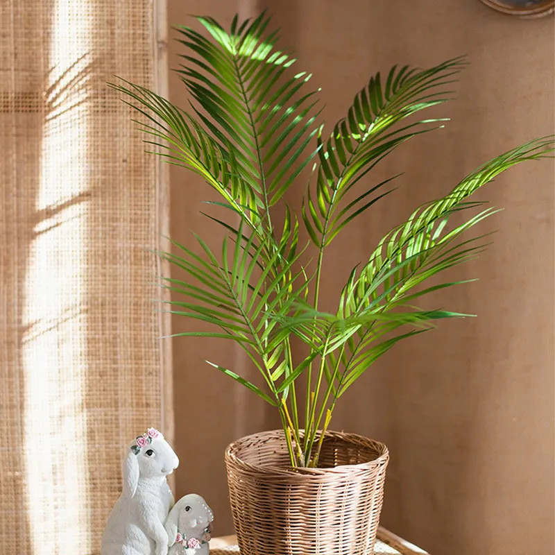 125cm Large Artificial Palm Tree Tropical Plants Branch Plastic Fake Leaves…