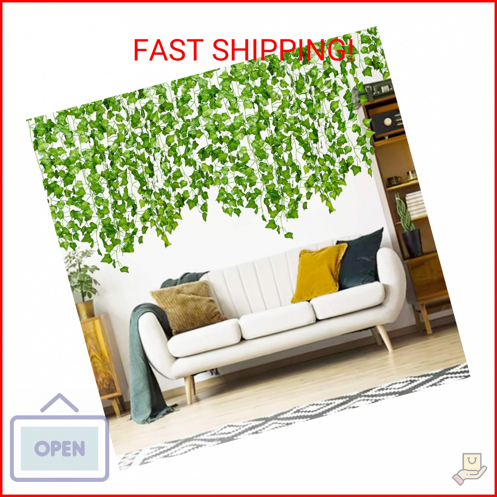 DearHouse 84 Feet 12 Strands Artificial Ivy Leaf Plants Vine Hanging Garland Fak