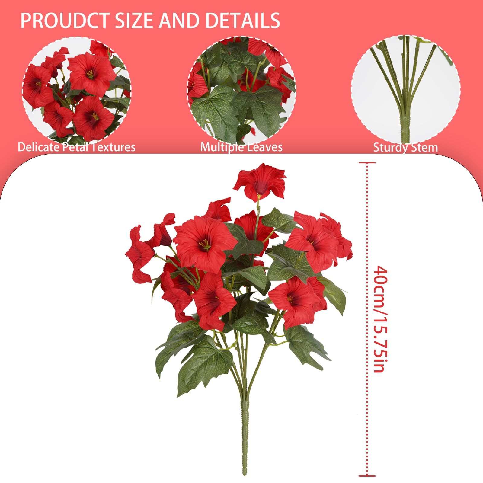 Artificial Flowers for Outdoors, Faux Petunias Spring Summer Decoration, Fake…
