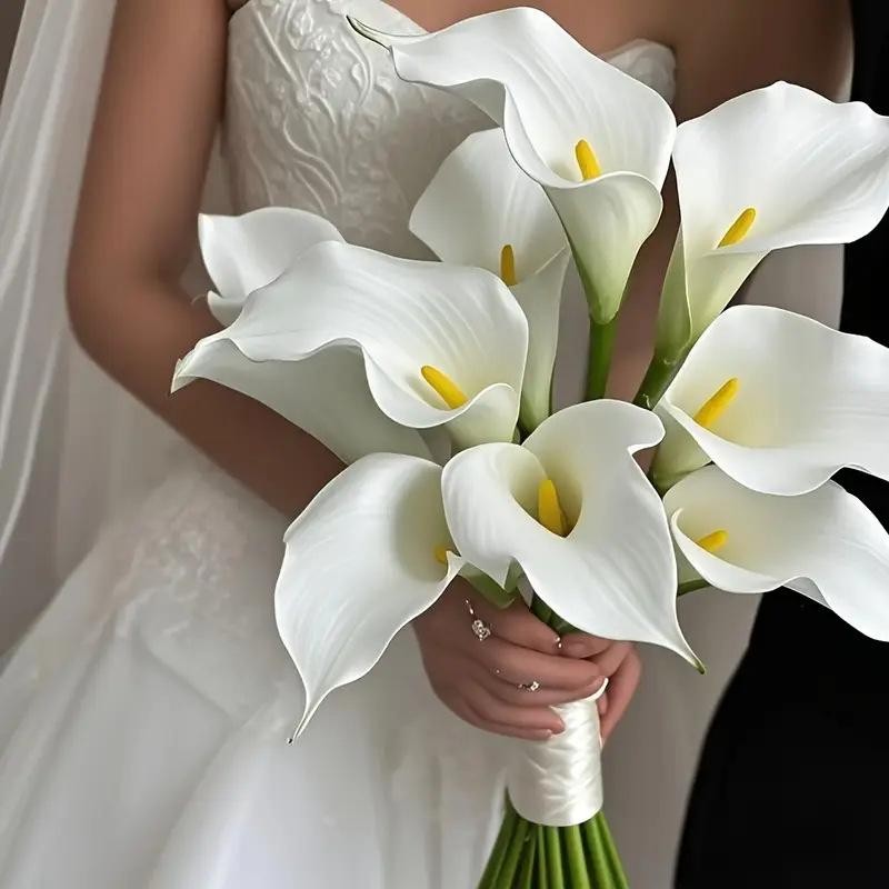 10pcs Artificial Flowers Calla Lily Faux Pu Fake Flowers for Weddings Bouquet Br