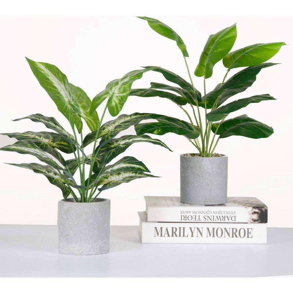 11 In. Artificial Greenery Leaf Tropical Fake Plants(2-Pack)