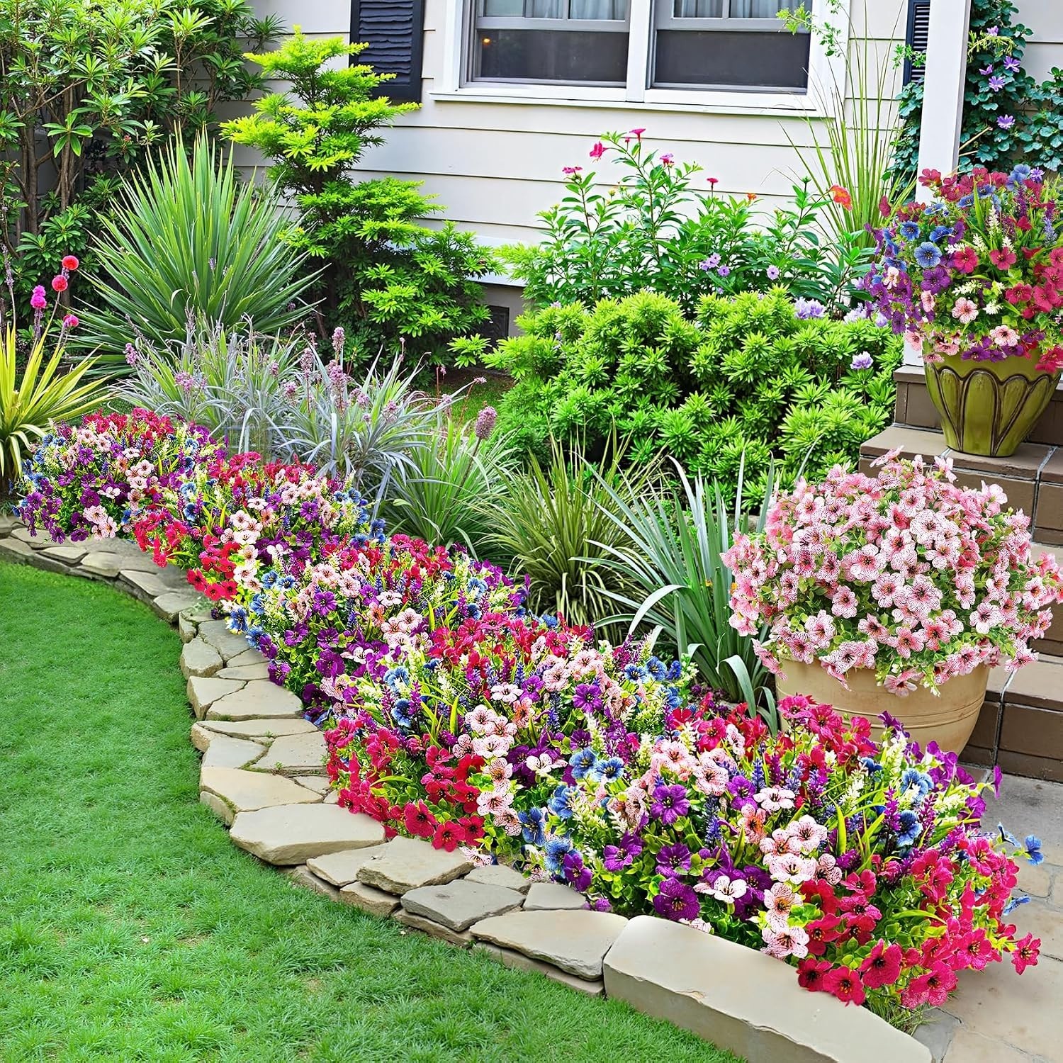 Mixed Artificial Plants Set: 20 Maintenance-Free Flowers for Indoor & Outdoor
