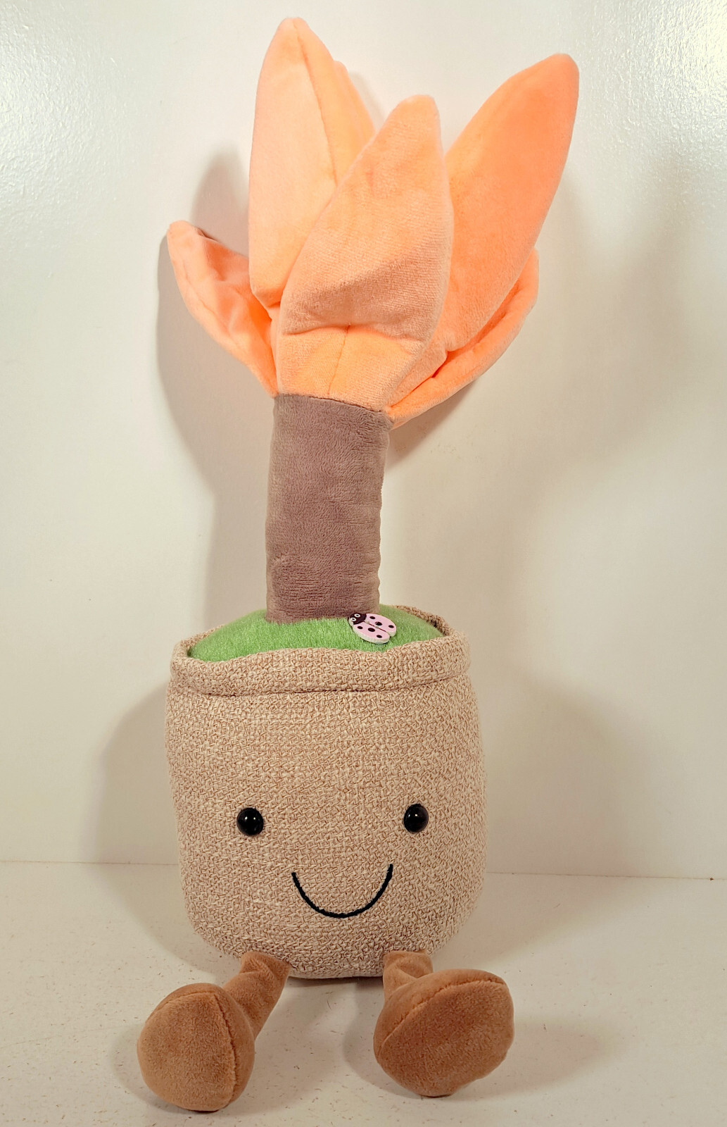 Pink Plush Flower Pot Succulent Tree Happy Plant Doll Stuffed Desk Window Decor