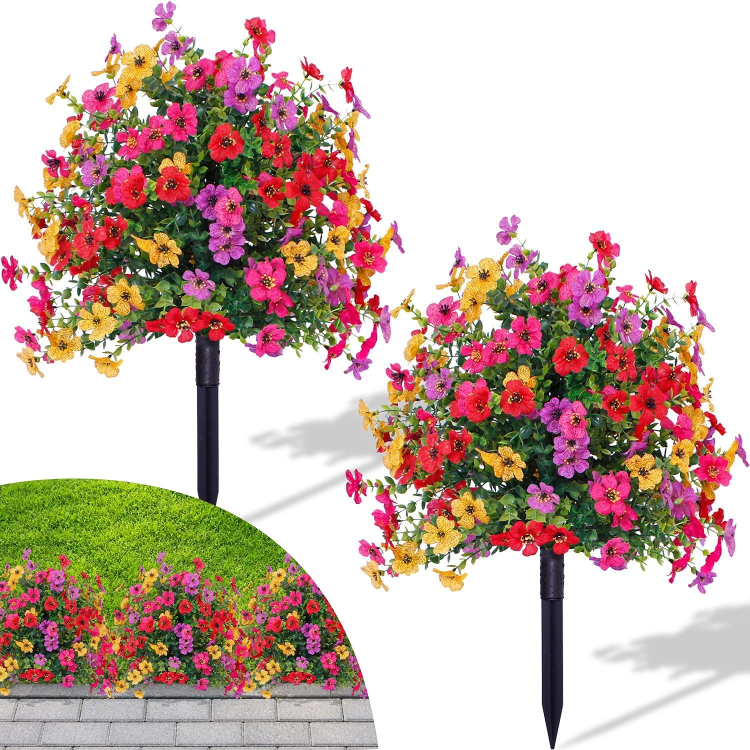 Wsinidier 22’’ Outdoor Artificial Flowers Topiary Ball,2 Set of UV-Resistant …