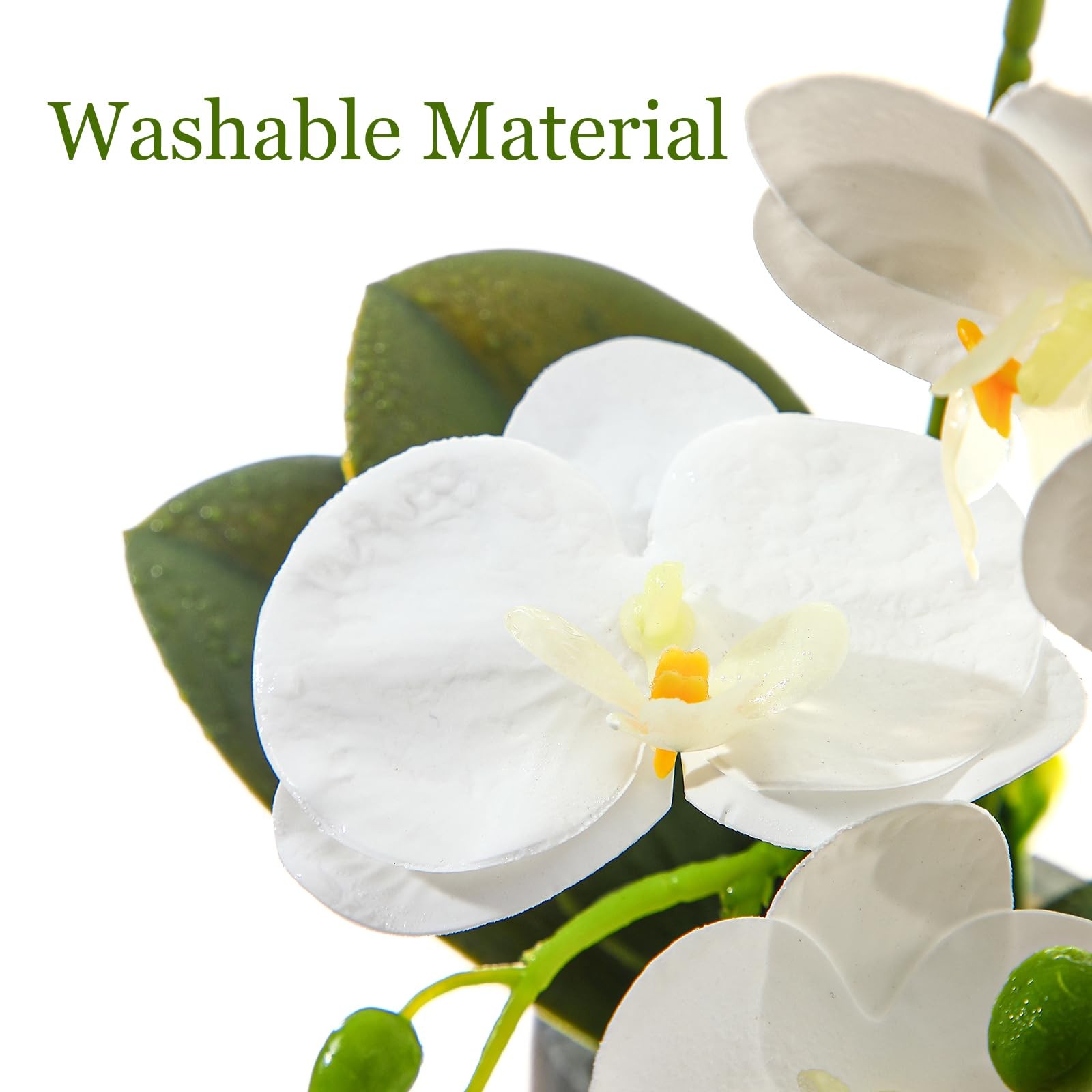 Artificial White Fake Orchids Flowers in Pot Bendable Faux Orchid Centerpiece