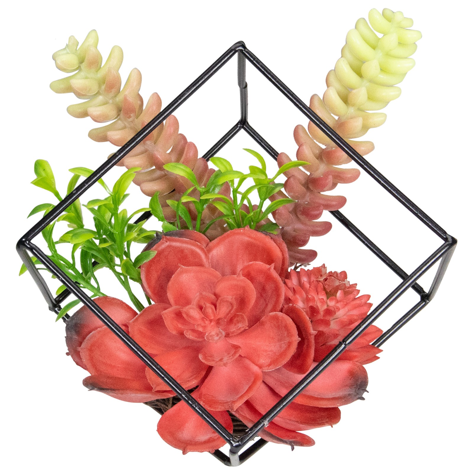 Northlight 5.5″ Artificial Succulent Arrangement in Black Metal Wire Frame