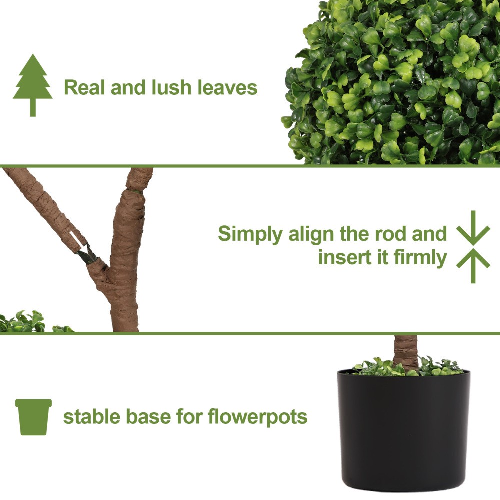 4FT Large Faux Boxwood Tree, Artificial Topiary in Pot for Porch Garden
