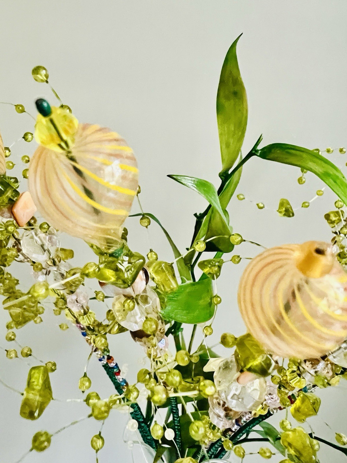 Original Handmade 7 pcs Glass Beads Branches In The Vase. Home/Office Decor