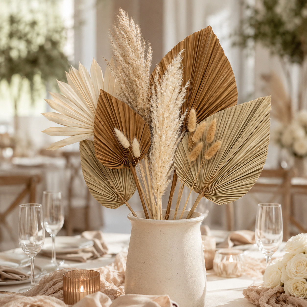 20Pcs Dried Palm Leaves Pampas Grass Mix 19-20in Boho Wedding Home Decor