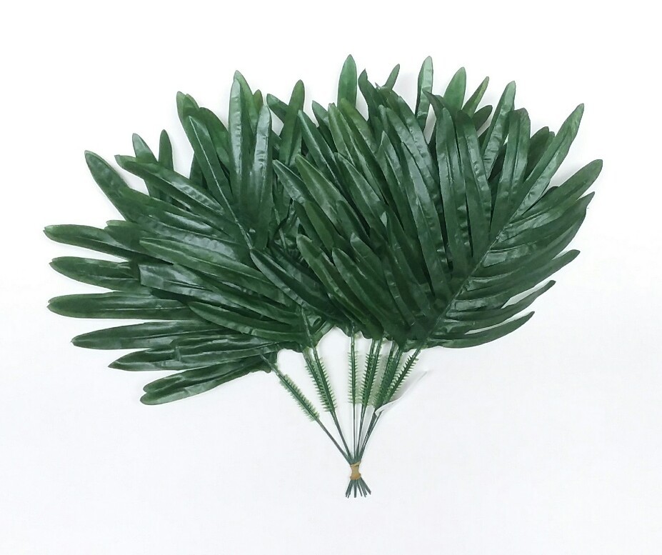 (12 Leaves) 12″ Green Fern Palm Silk Greenery Plant Flower In/Outdoor Decor USA