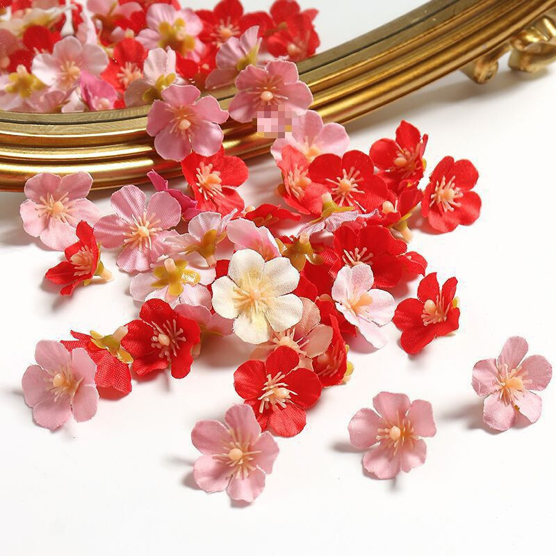 Peach Blossom Petals Artificial Cherry Blossom Flowers Heads for Decor 50Pc