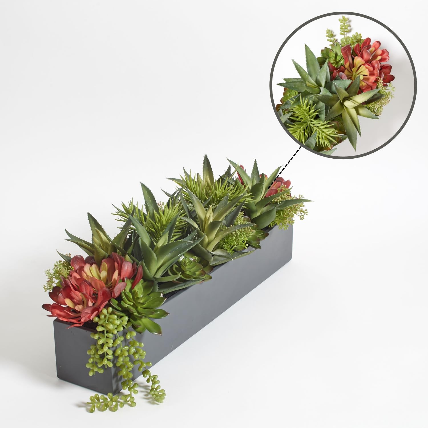 Oblong Faux Succulent Arrangement, Premium Artificial Indoor Plant Enhances I…