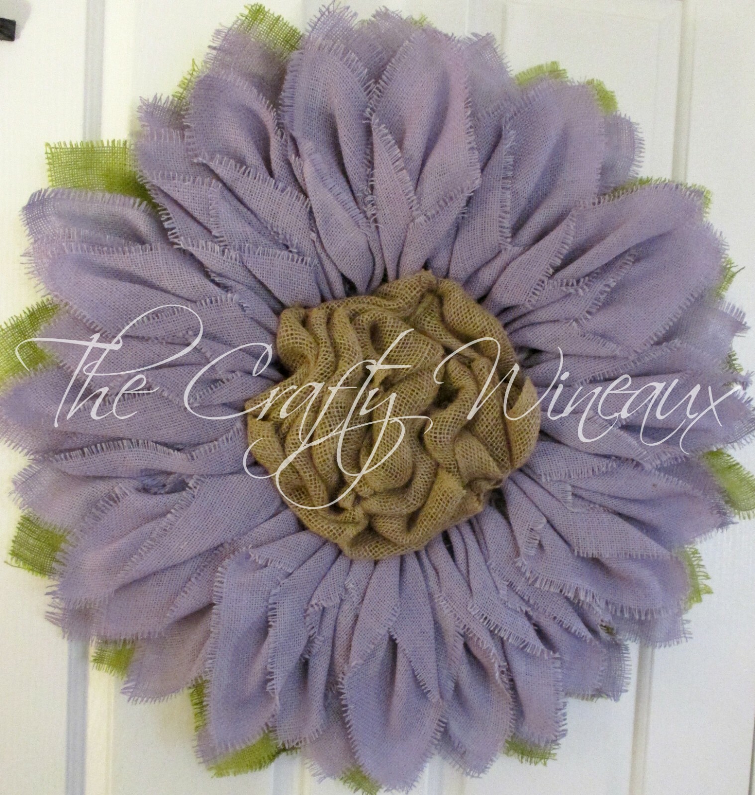 The Crafty Wineaux – Extra Thick 25″ Rich Light Violet Burlap Sunflower Wreath